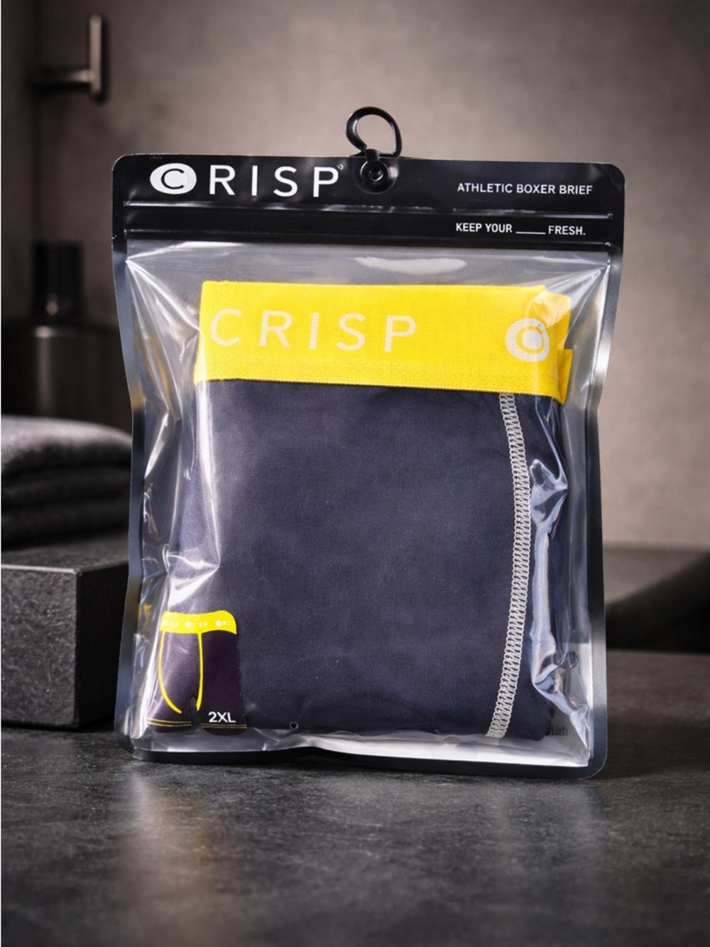 NWT CRISP Men’s Yellow Navy Boxer Briefs - Size 2XL